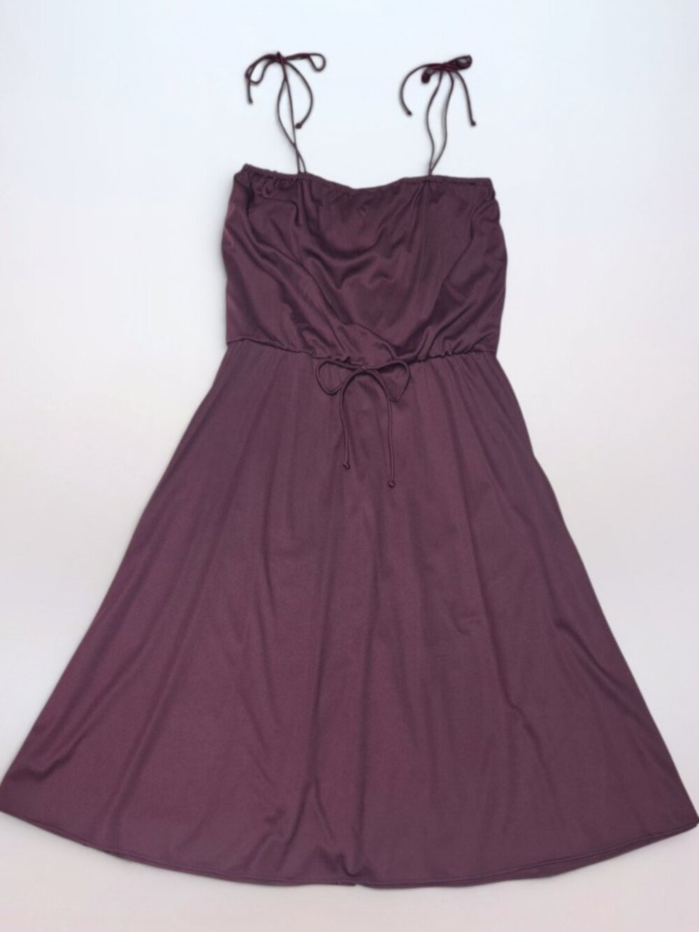 Vintage 80s Tie Strap Dark Burgundy Wine Party Dress